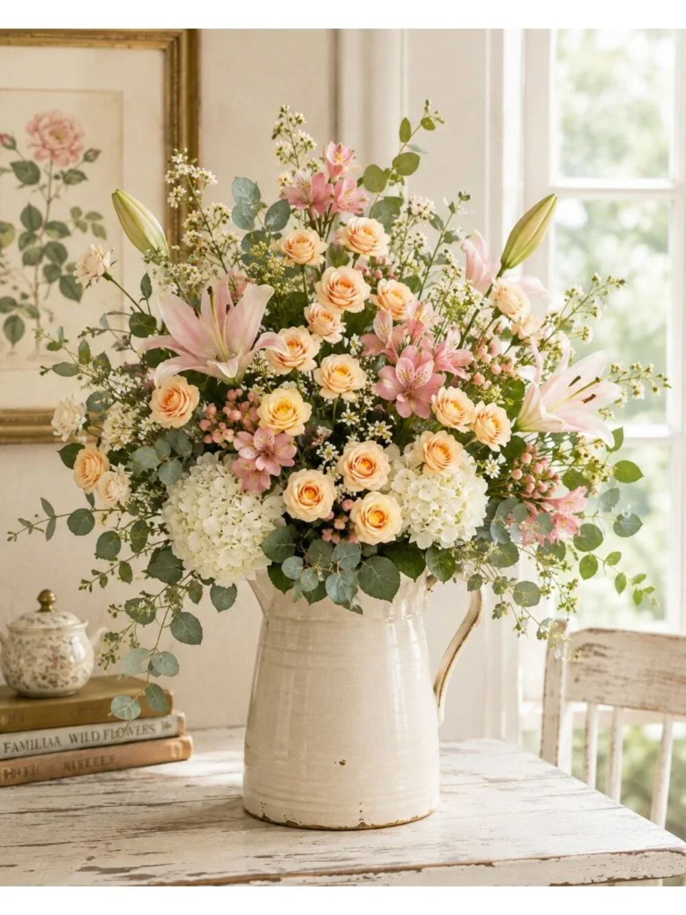 Peach Apricot Mini Spray Roses, Artificial Rose Stems, Small Faux Flowers for Wr